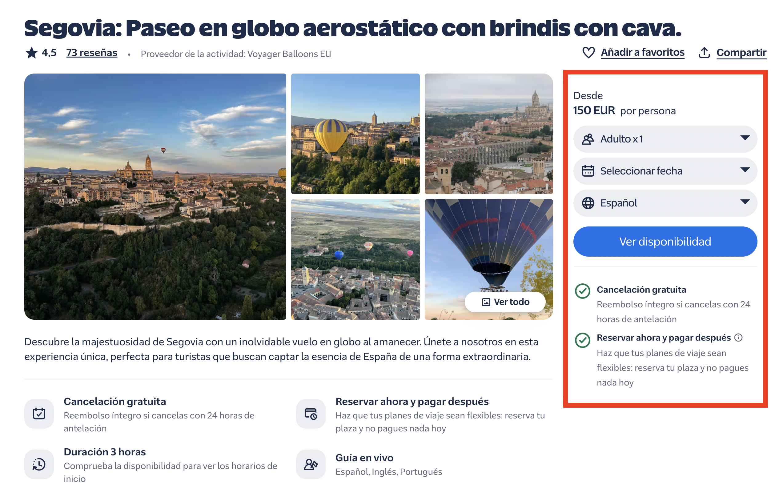 Captura de la oferta: Volar en globo sobre Segovia: una experiencia diferente por 150€