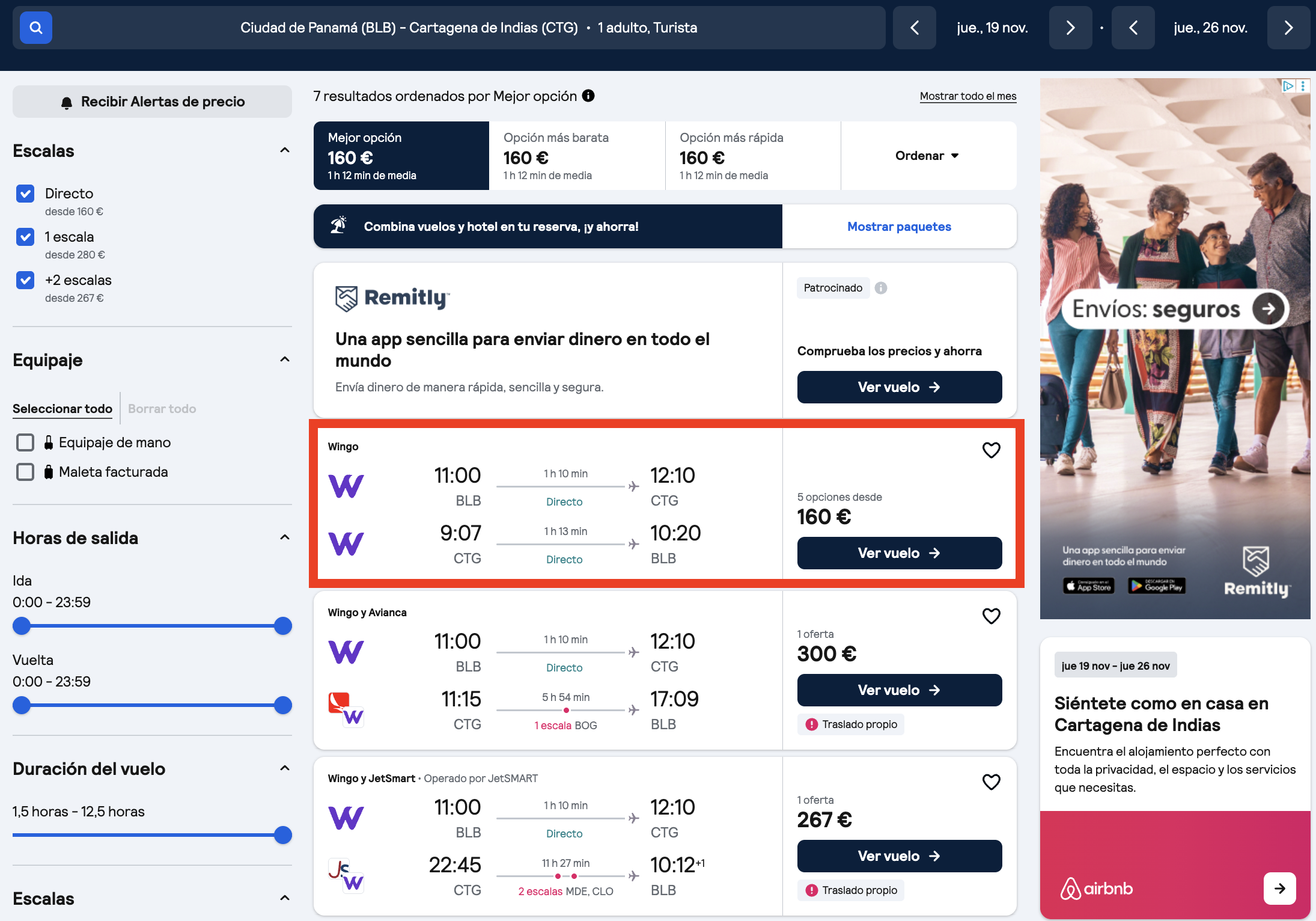 Oferta Panamá Pacífico–Cartagena