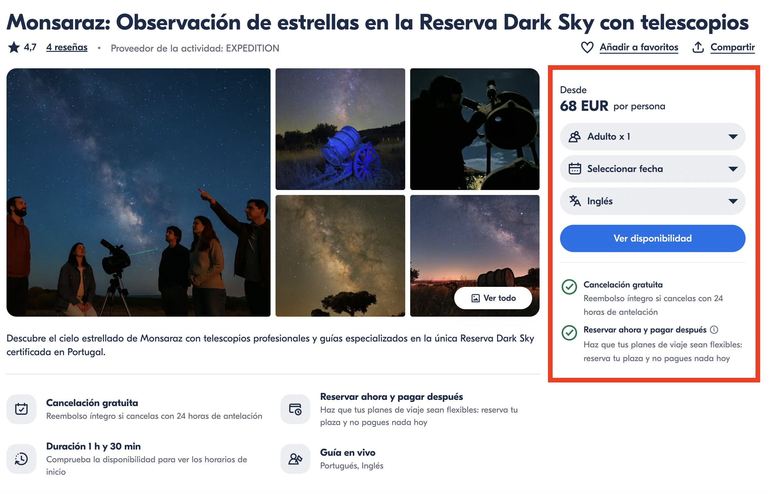 Experiencia Dark Sky Alqueva