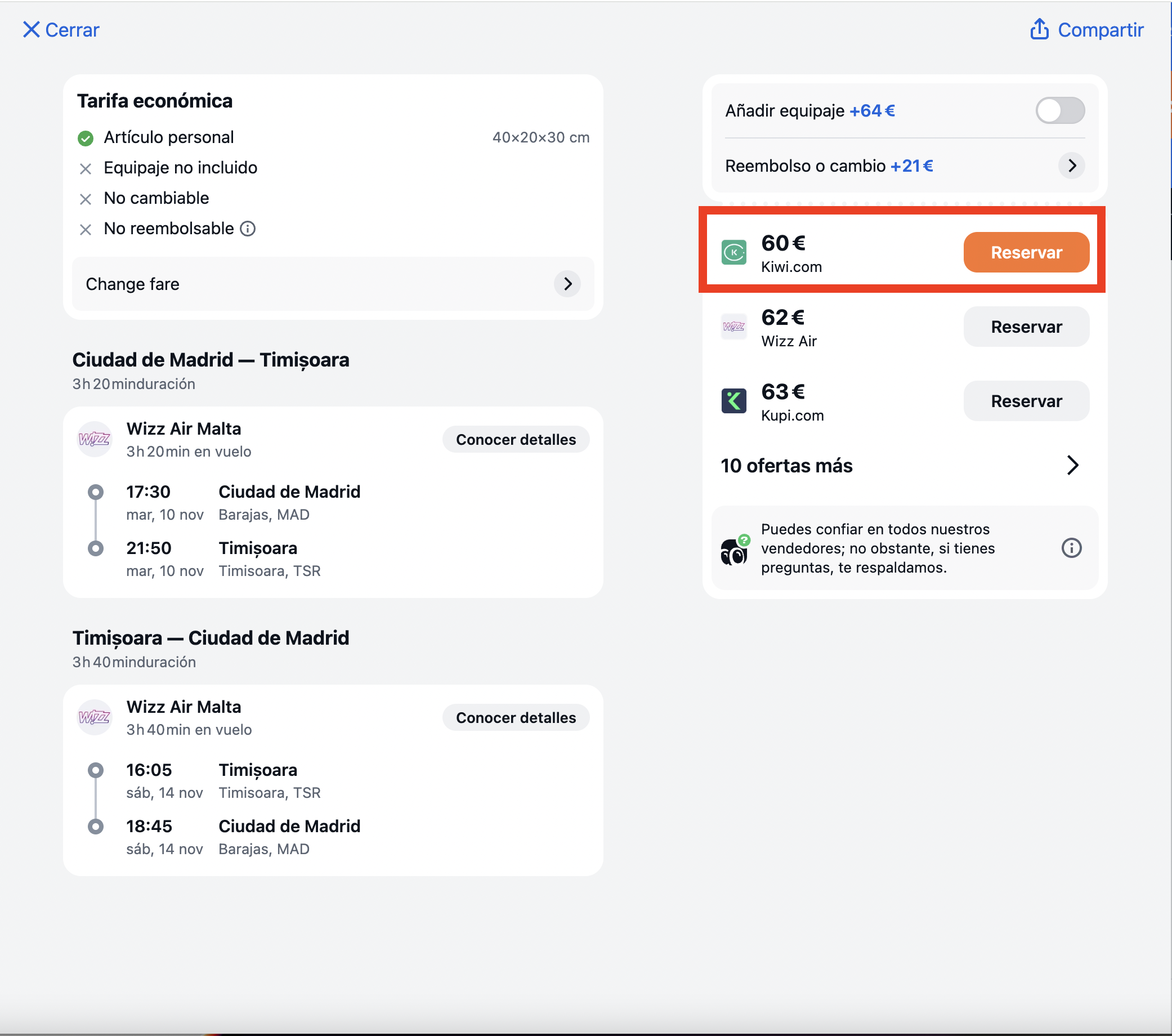 Captura de la oferta: Madrid–Timișoara por 60€: cuatro días en la ciudad rumana donde Europa Central se encuentra con los Balcanes