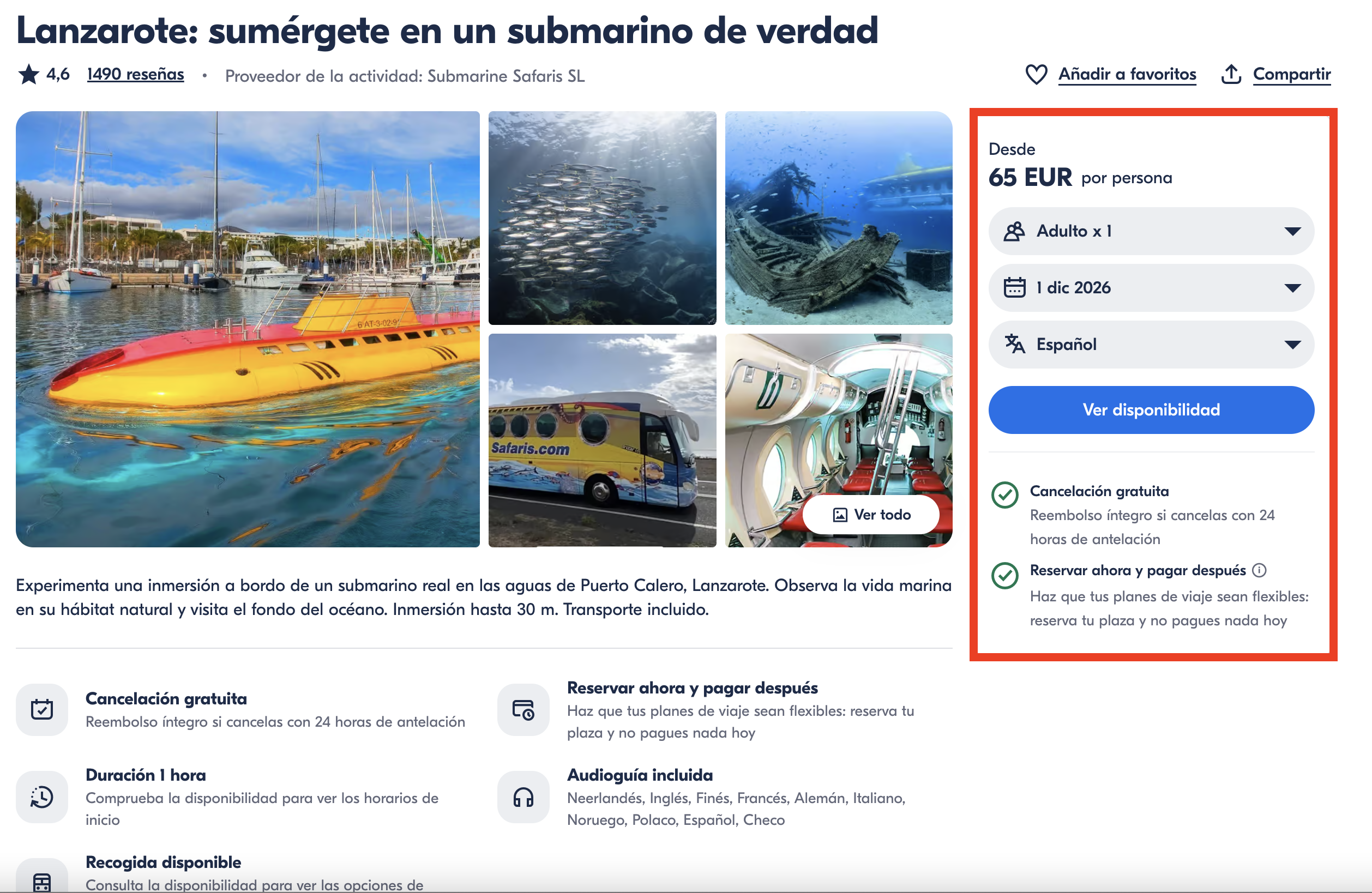Sí, en Lanzarote puedes bajar 30 metros bajo el mar en un submarino de verdad