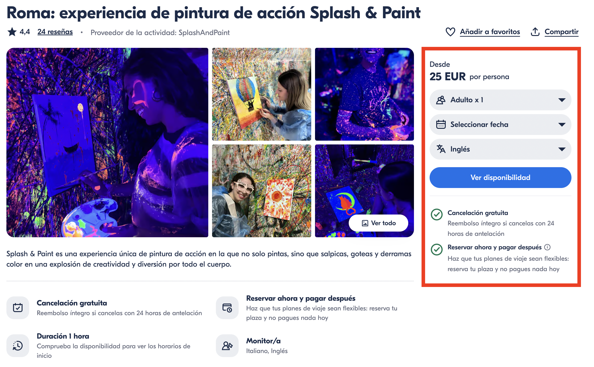Oferta Splash & Paint en Roma