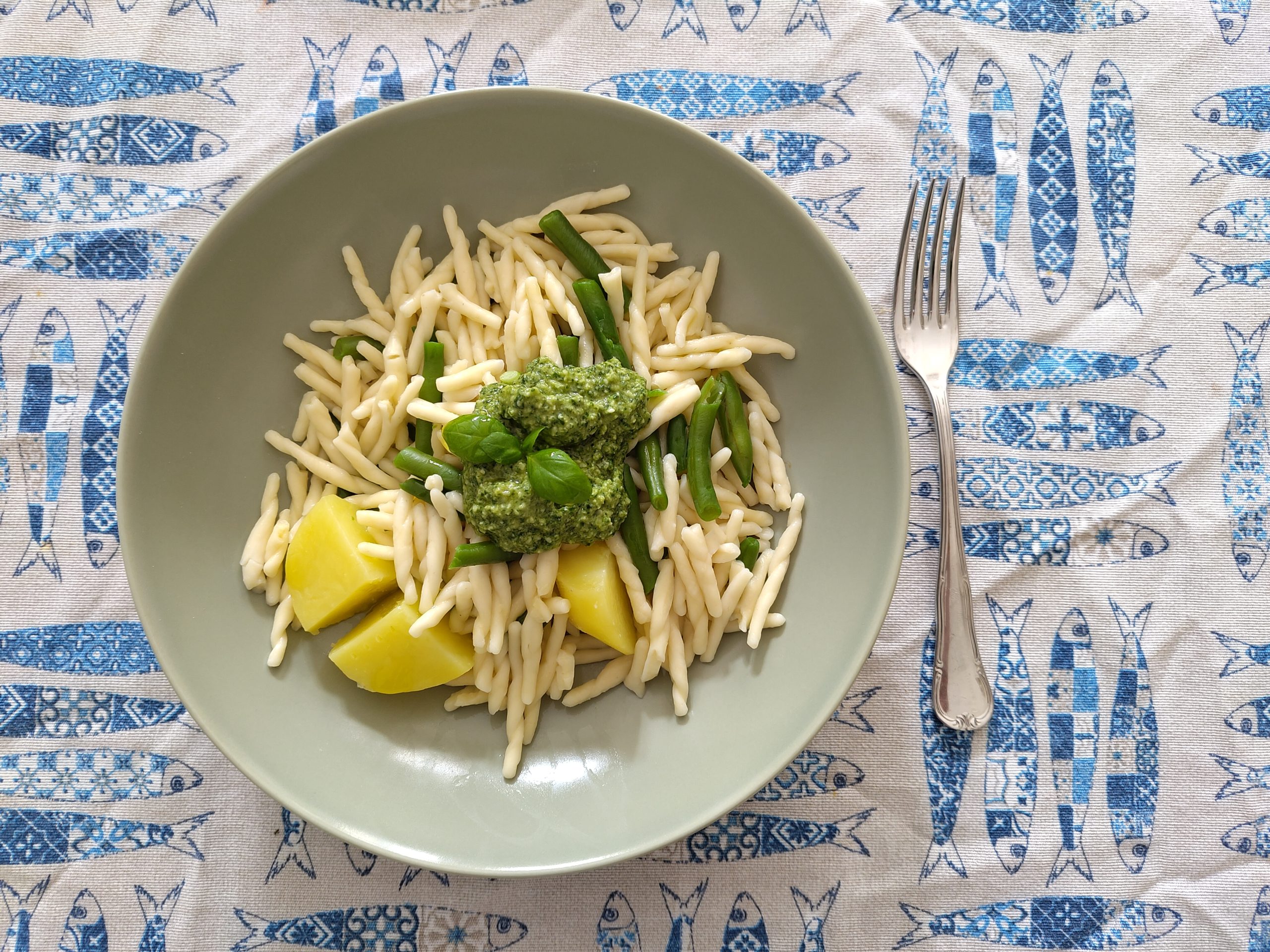 Trofie al pesto, plato típico de Liguria
