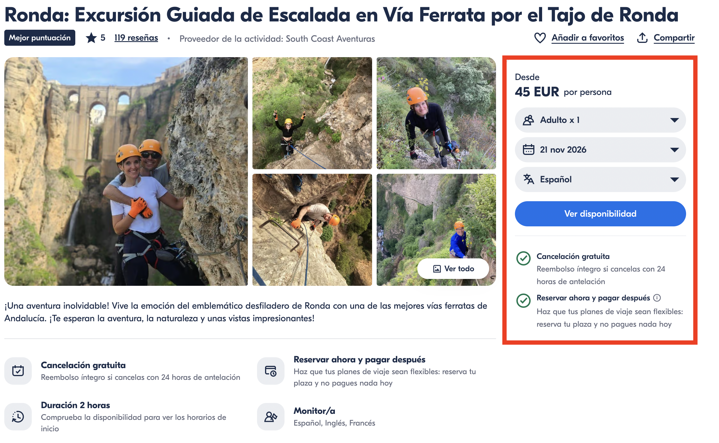 Captura vía ferrata Ronda