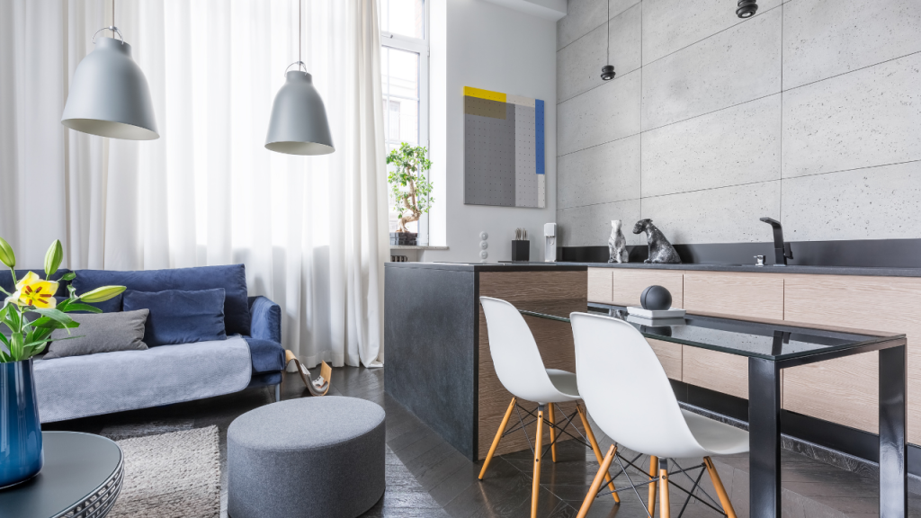 Salón y cocina de un apartamento