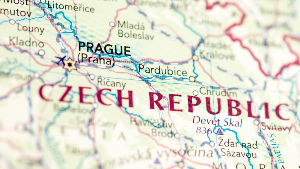 Mapa de Chequia con Praga y otras ciudades