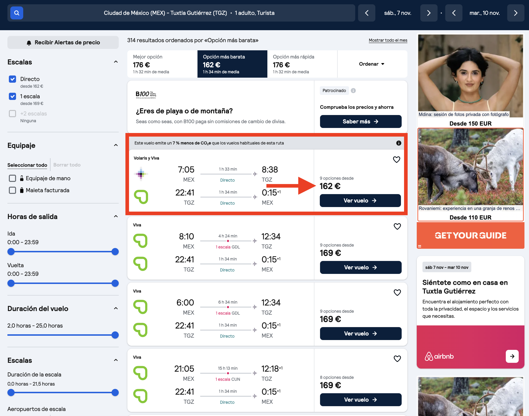 Oferta vuelos Ciudad de México–Tuxtla Gutiérrez