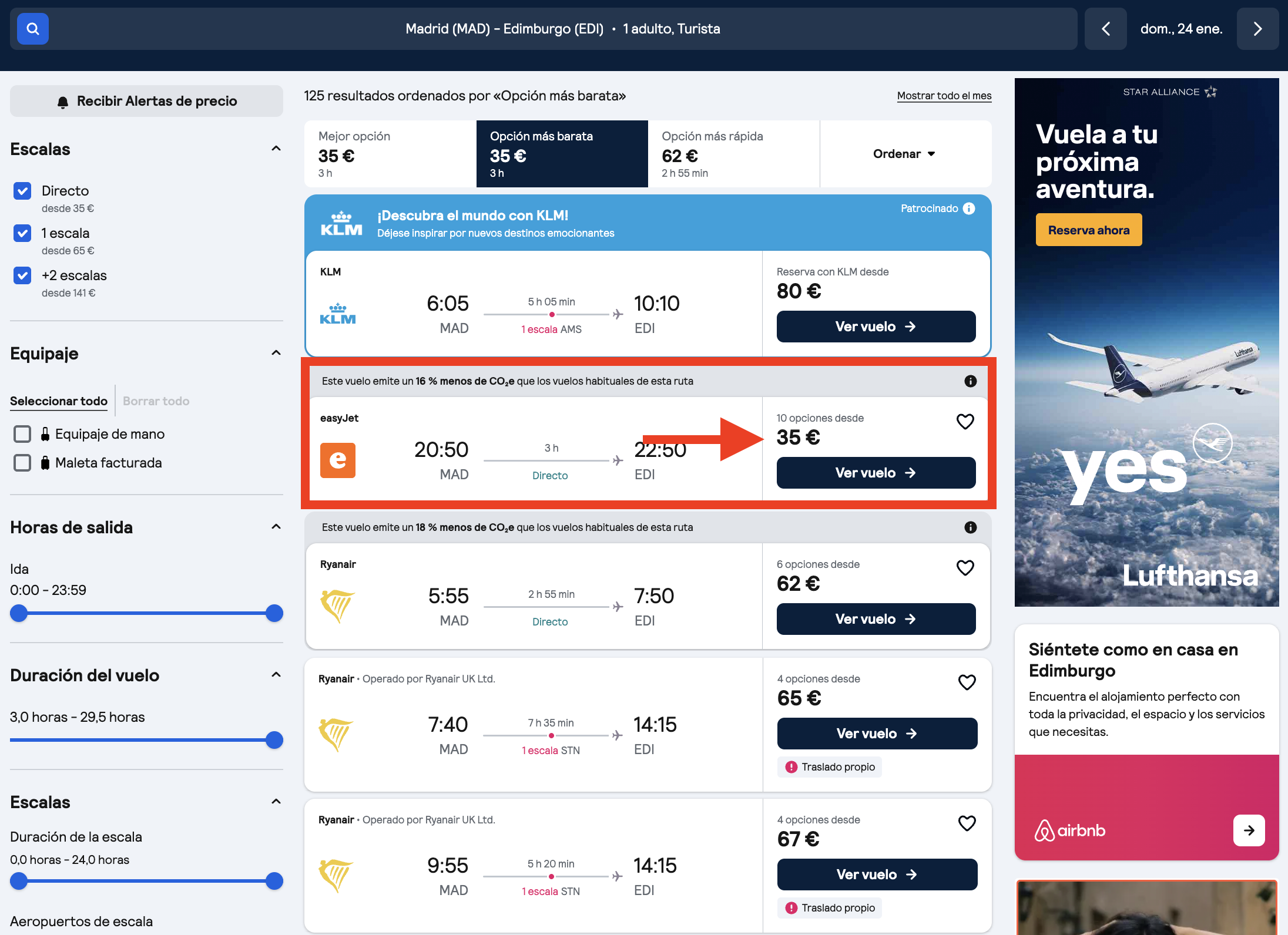 Vuelo Madrid–Edimburgo