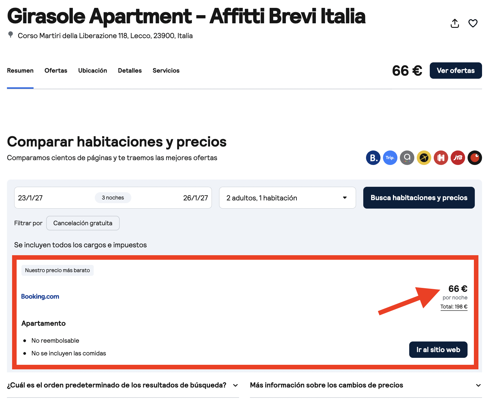 Oferta alojamiento en Lecco