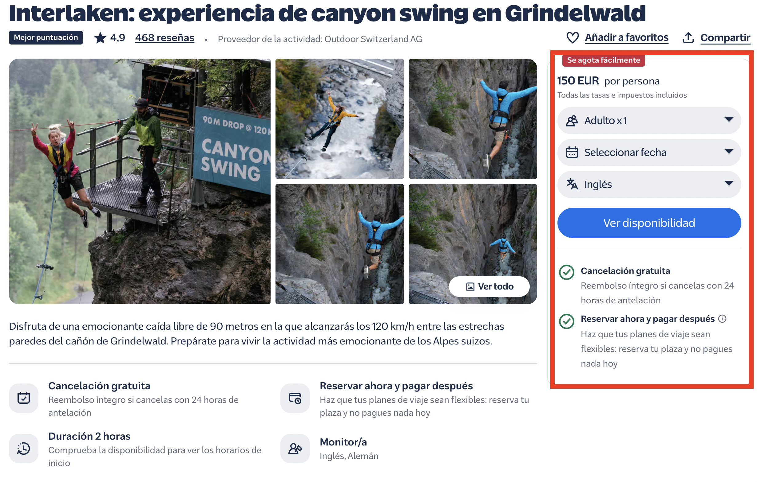 Canyon swing en Grindelwald