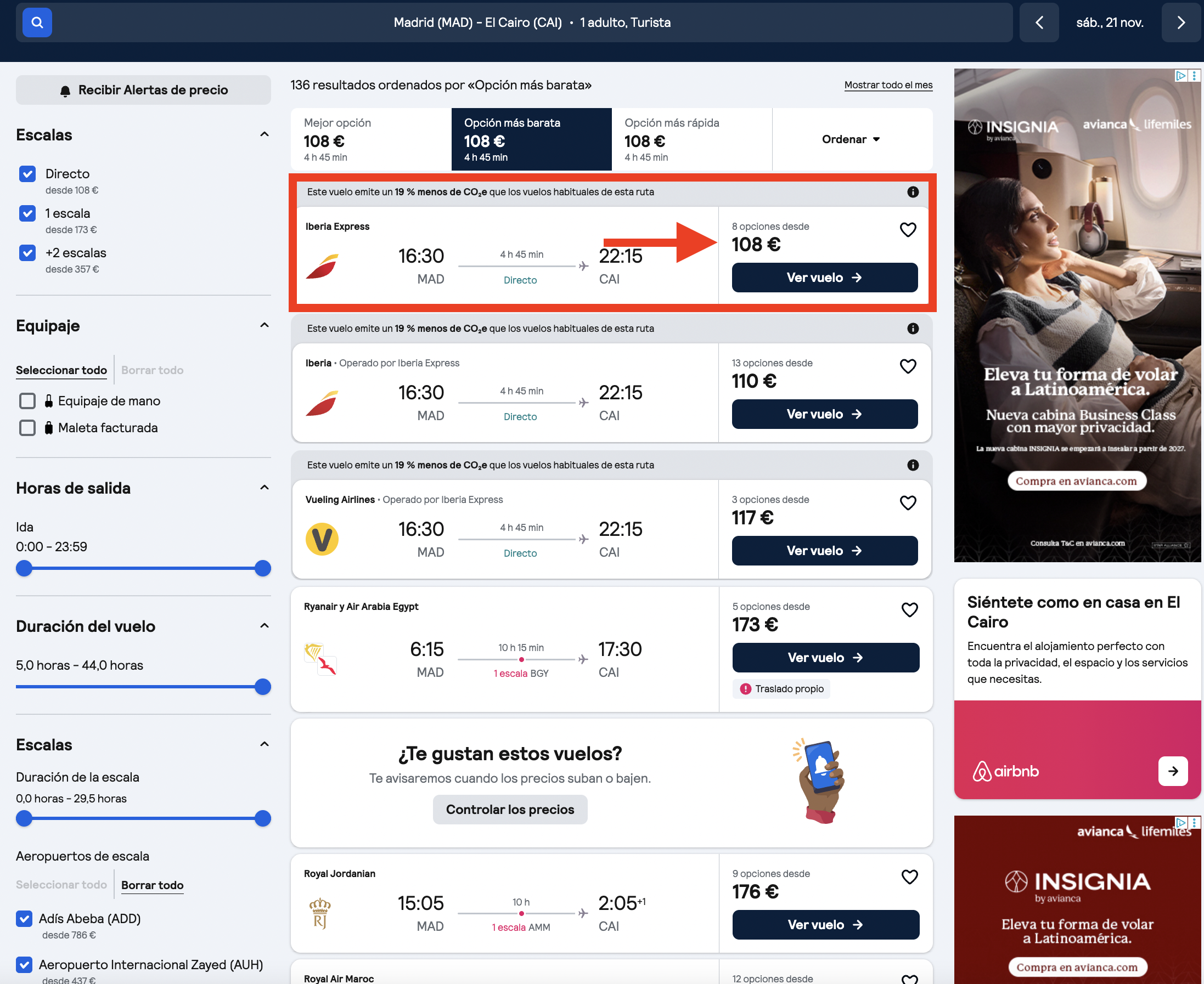 Vuelo Madrid–El Cairo