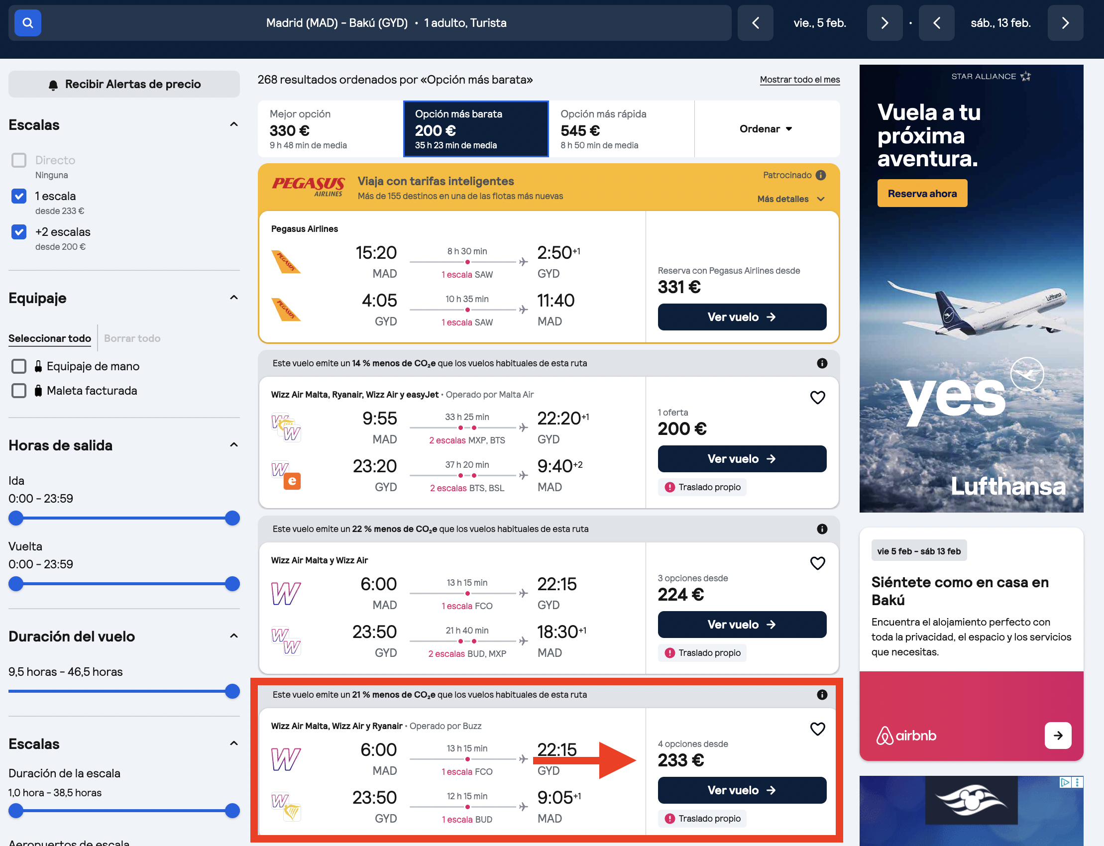 Oferta Madrid–Bakú