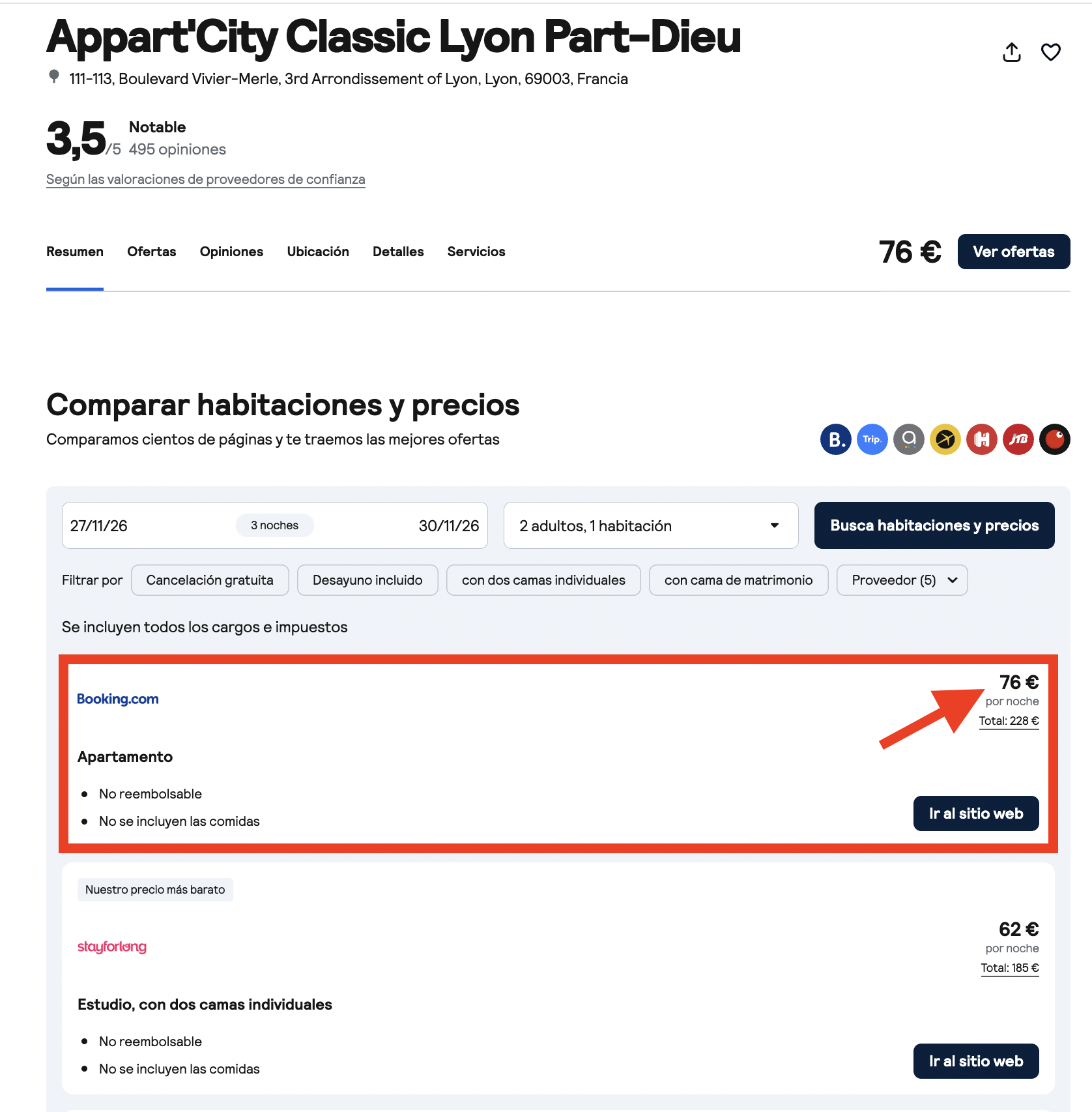 Oferta alojamiento en Lyon