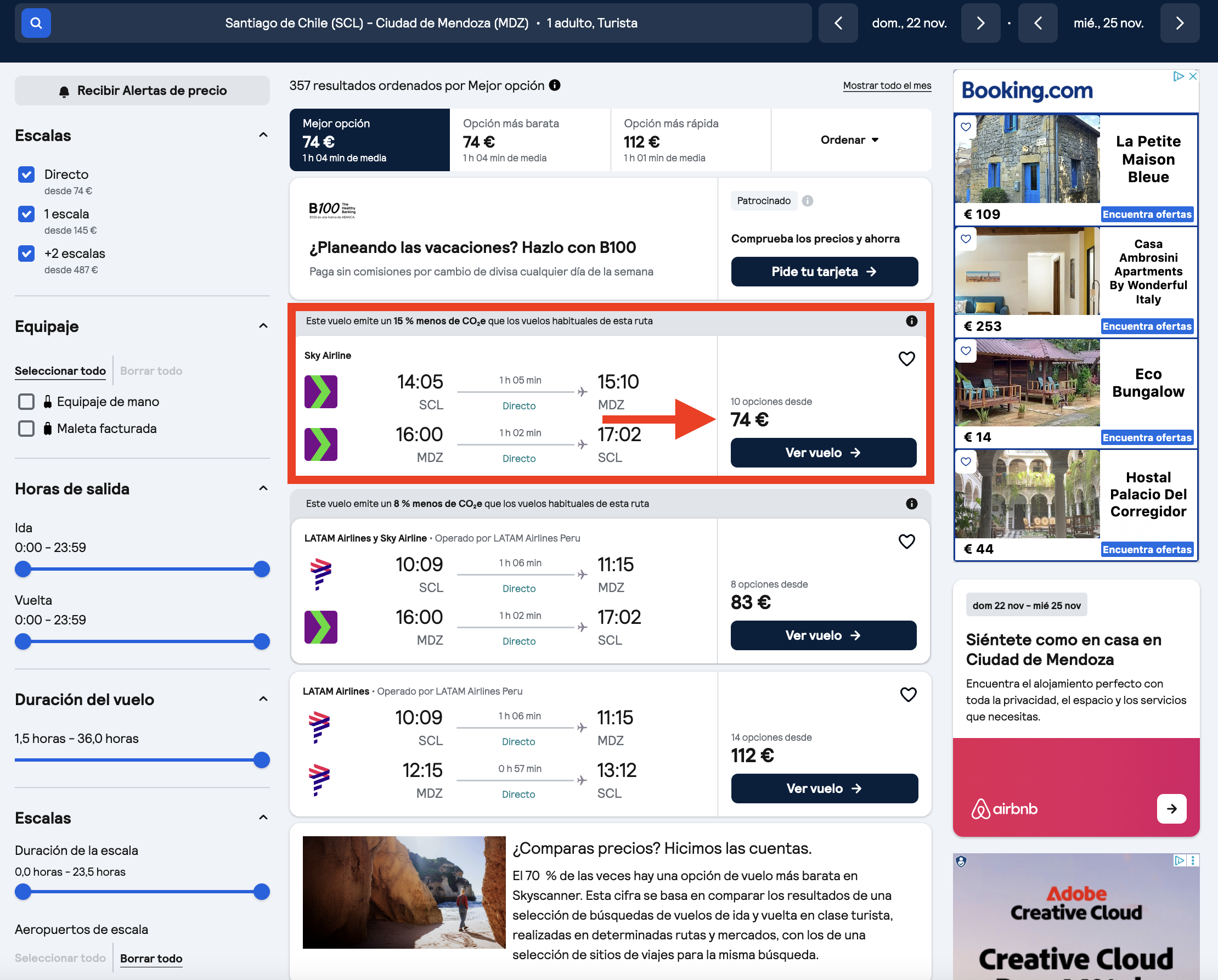 Oferta Santiago de Chile–Mendoza
