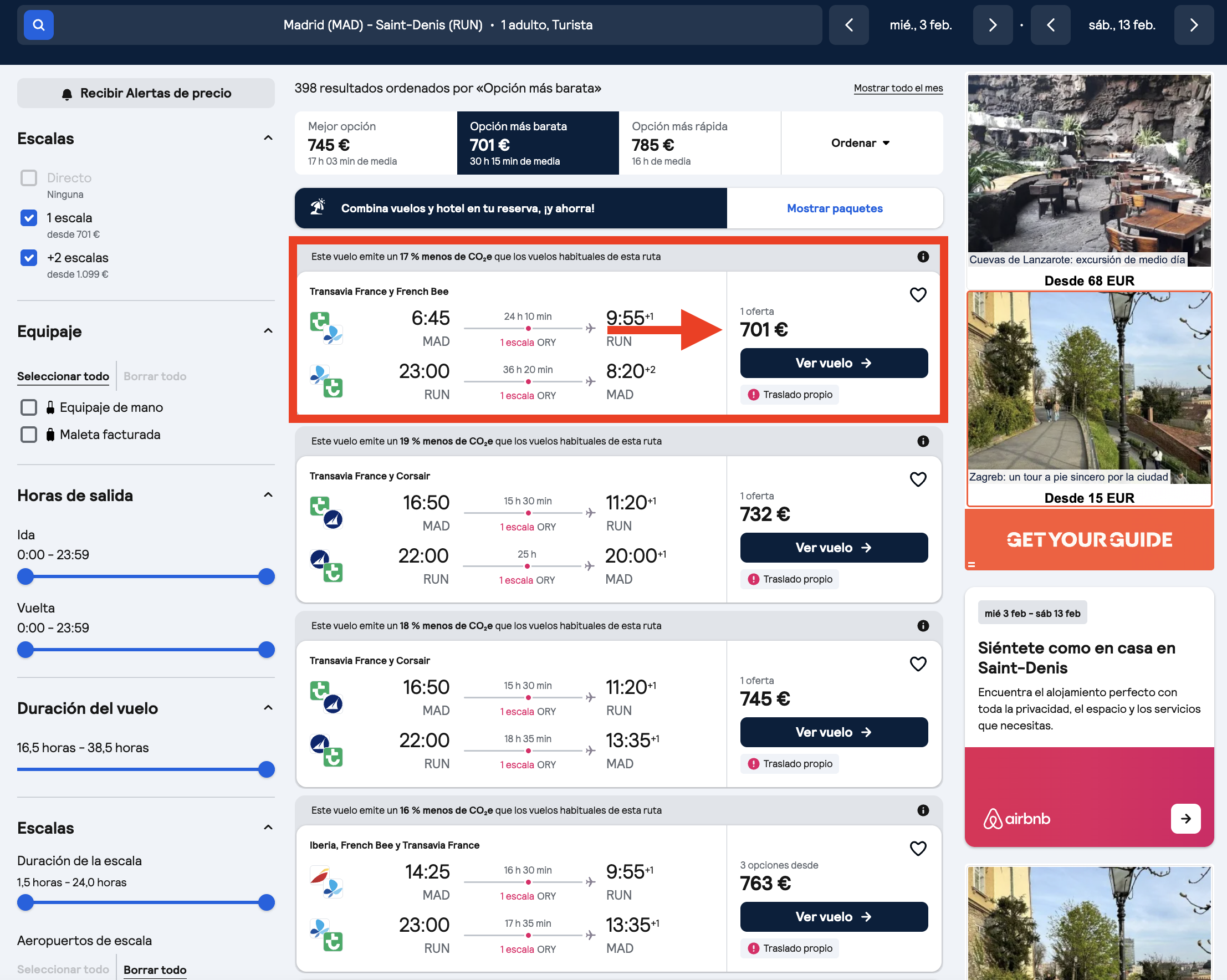Oferta Madrid–Reunión
