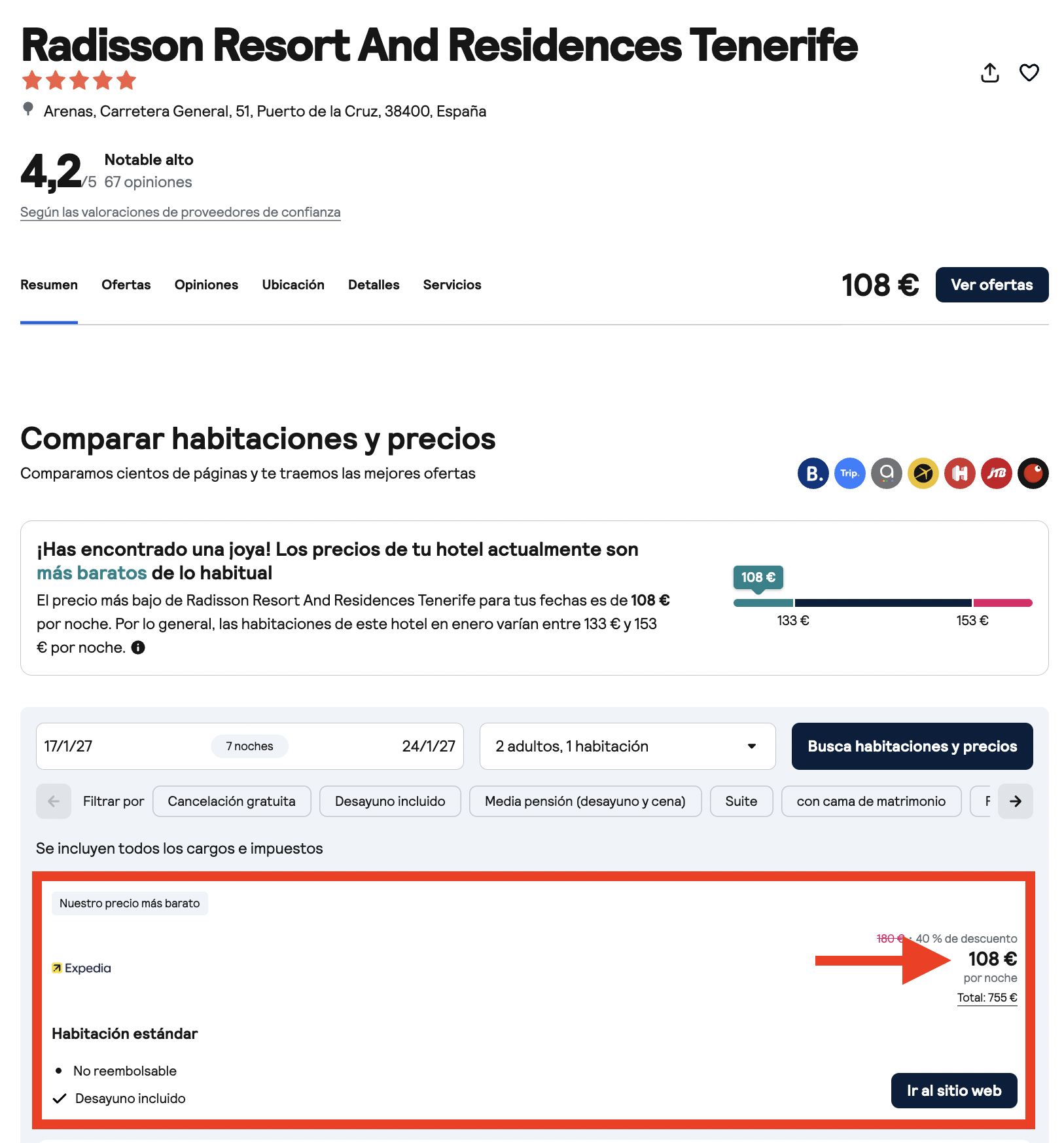 Oferta Radisson Resort & Residences Tenerife