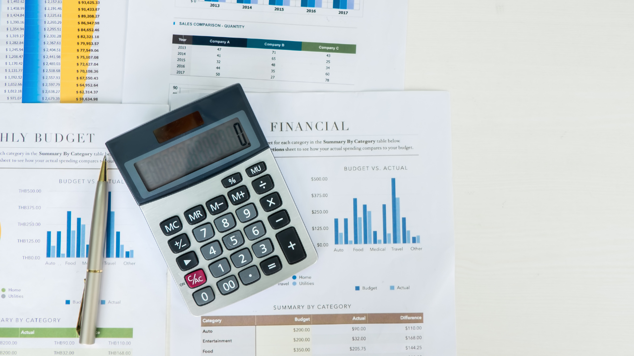Calculadora sobre documentos con gráficos financieros