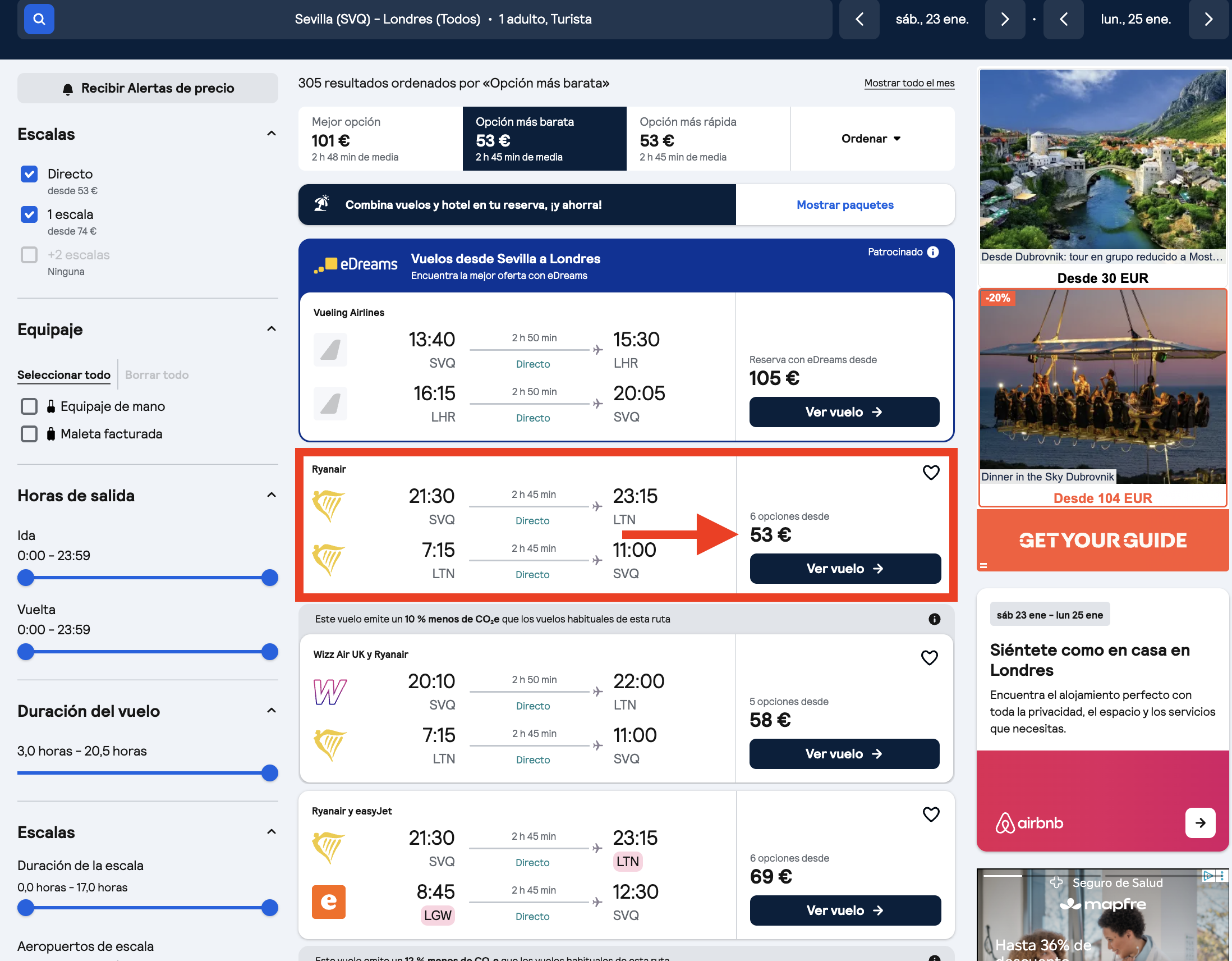 Vuelos Sevilla–Londres Luton