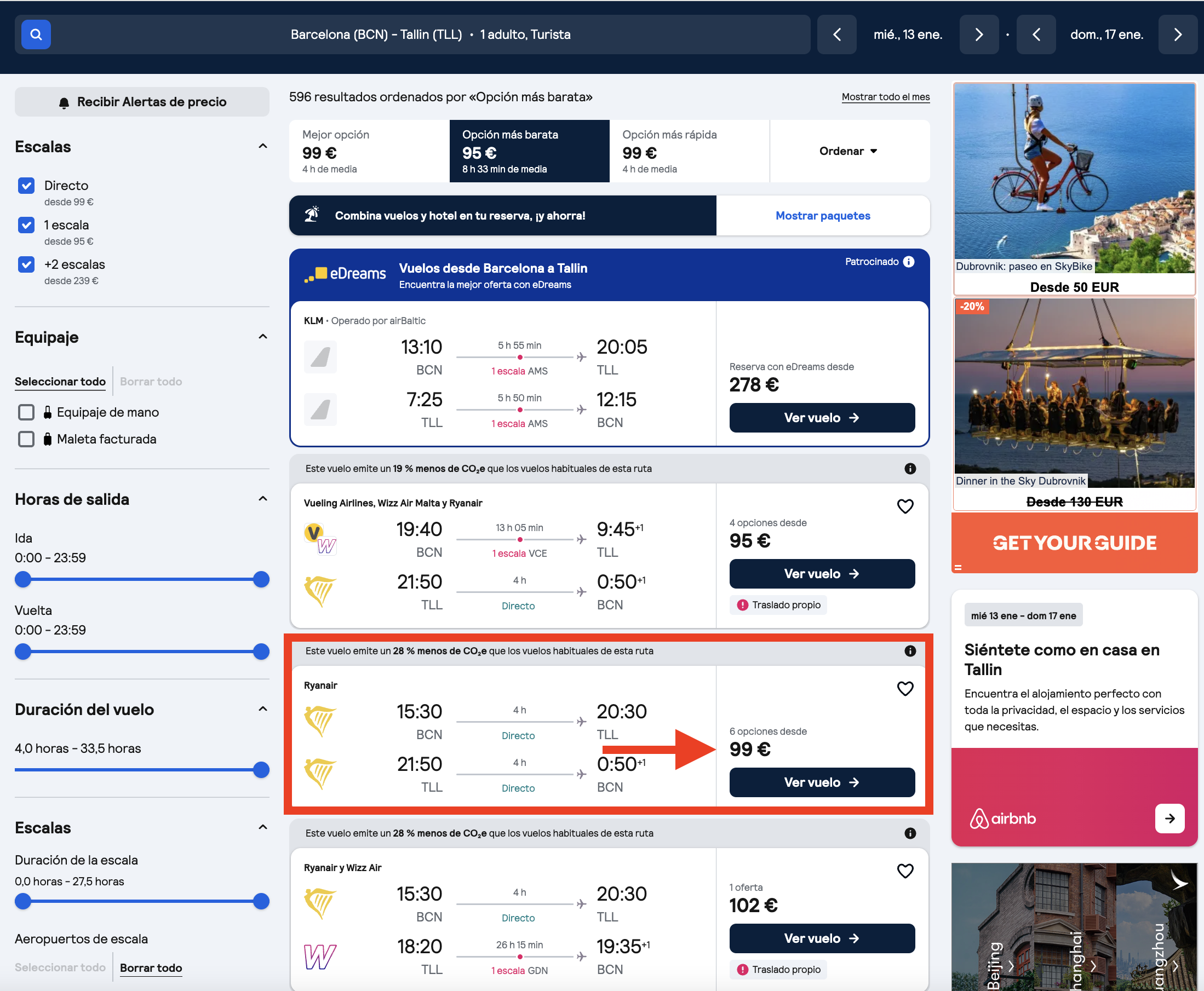 Vuelos Barcelona–Tallin