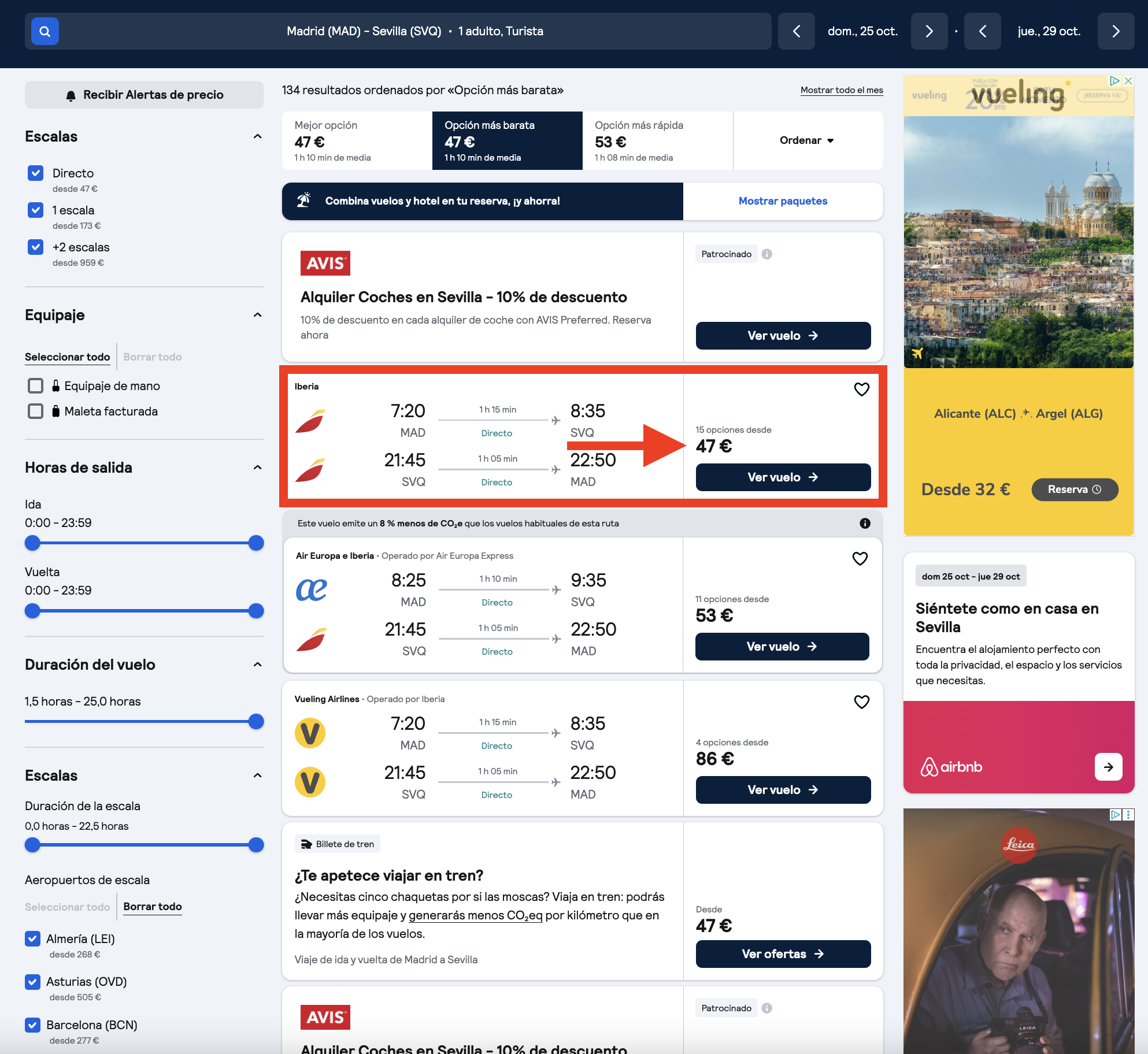 Vuelos Madrid–Sevilla