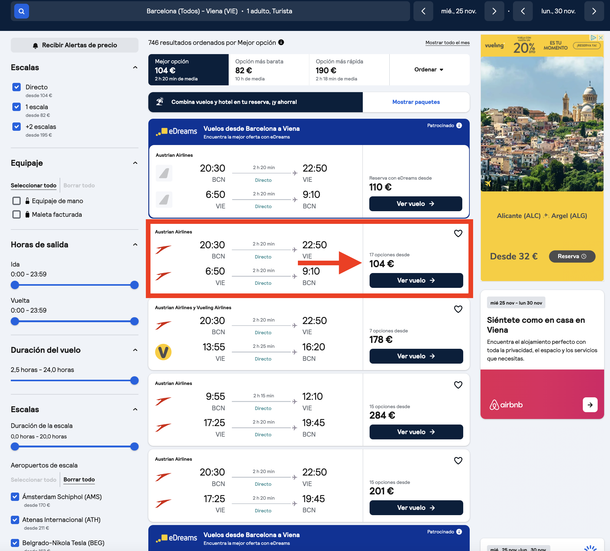 Vuelos Barcelona–Viena