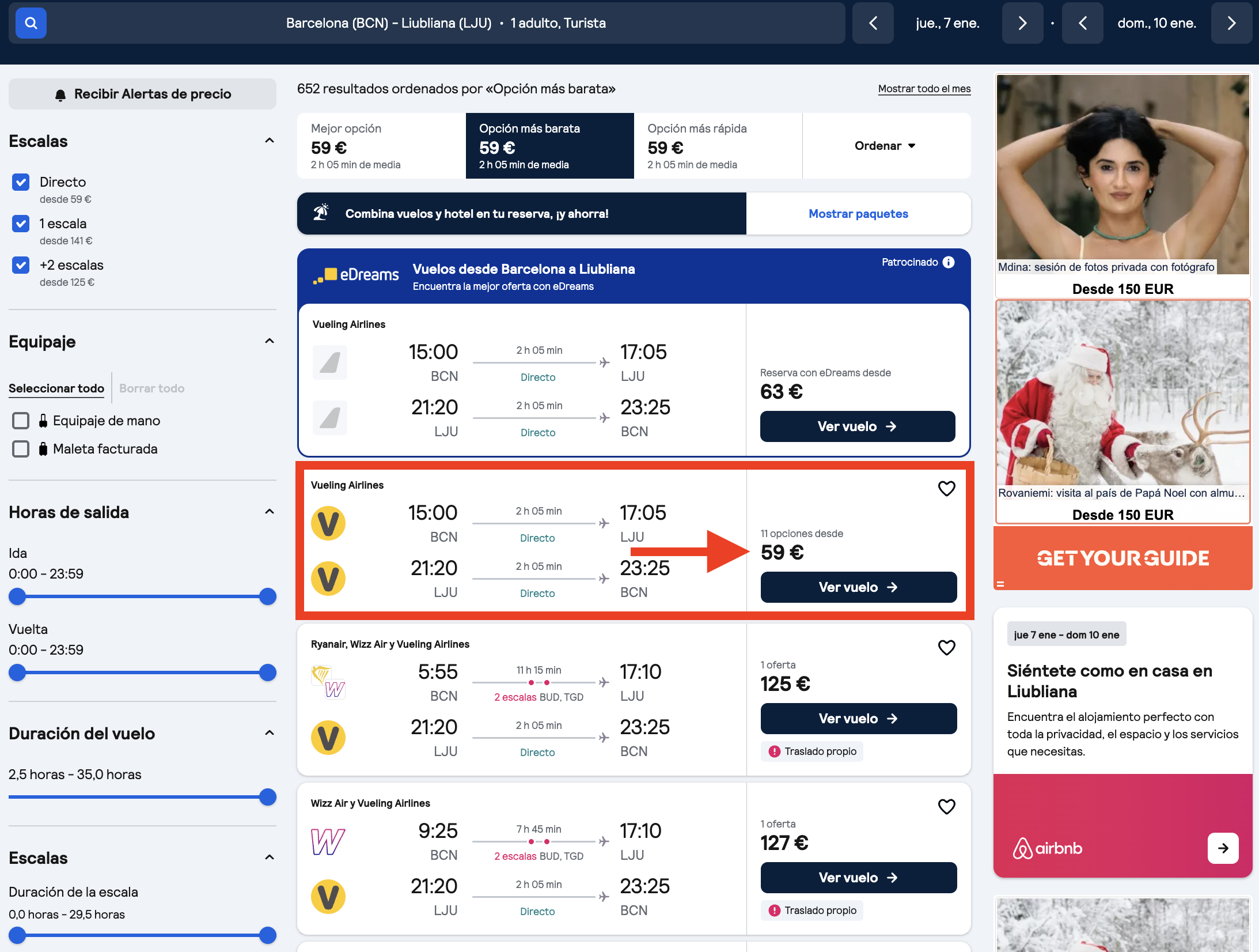 Oferta vuelos Barcelona–Liubliana
