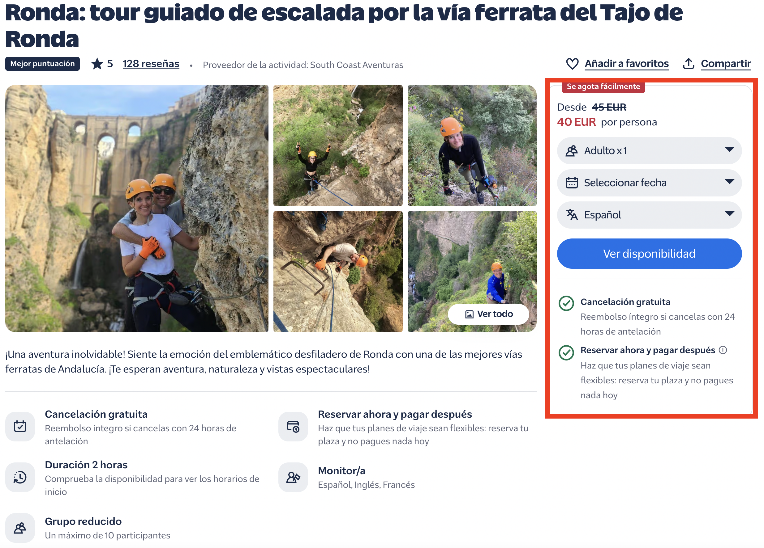 Vía ferrata guiada en Ronda
