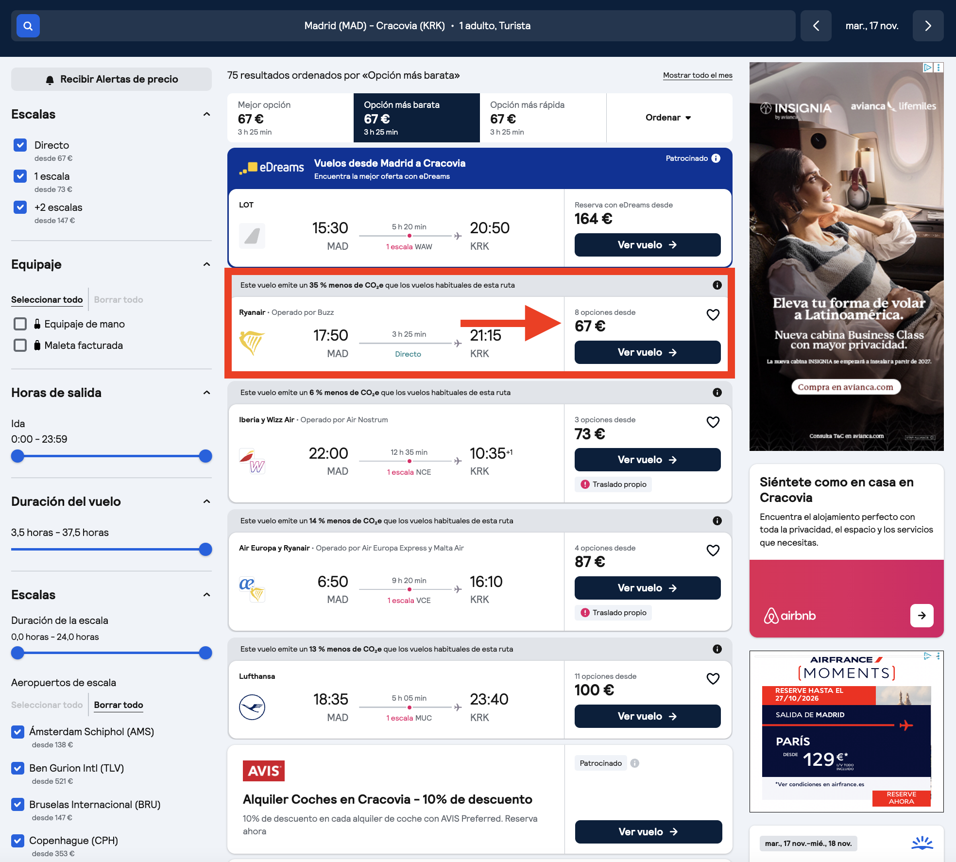 Vuelo Madrid–Cracovia