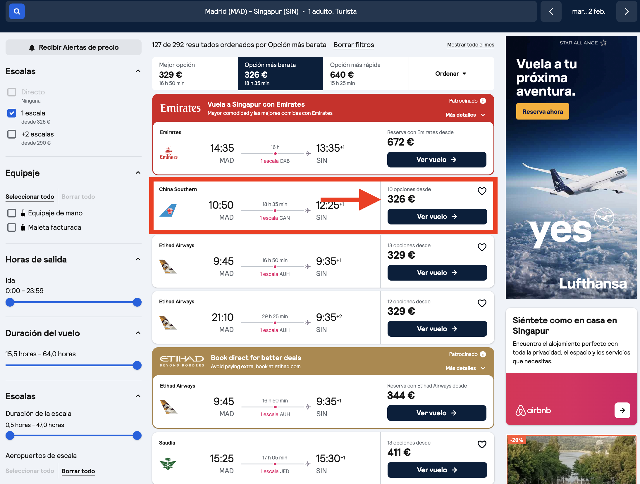 Vuelo Madrid–Singapur