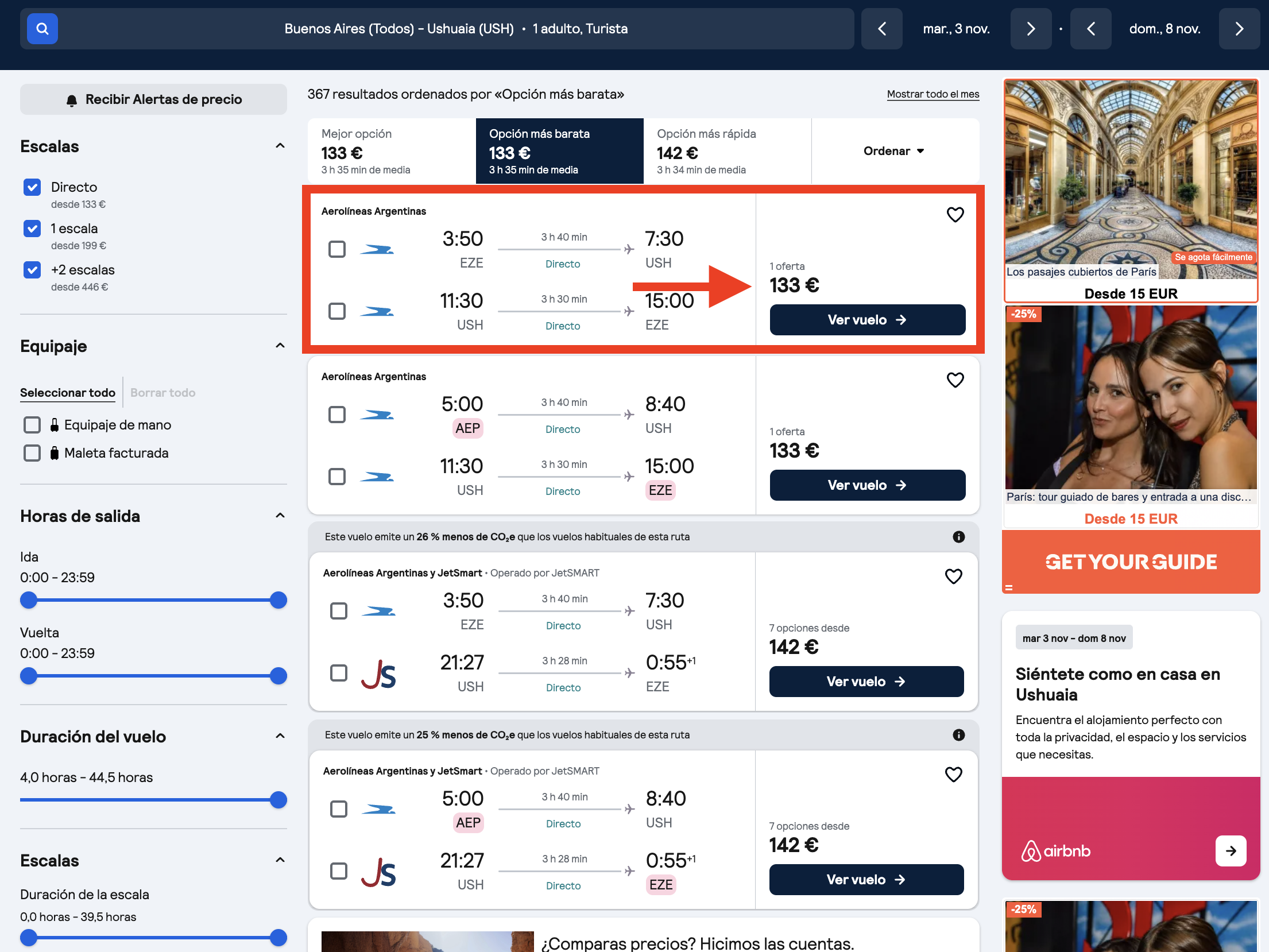 Oferta Buenos Aires–Ushuaia