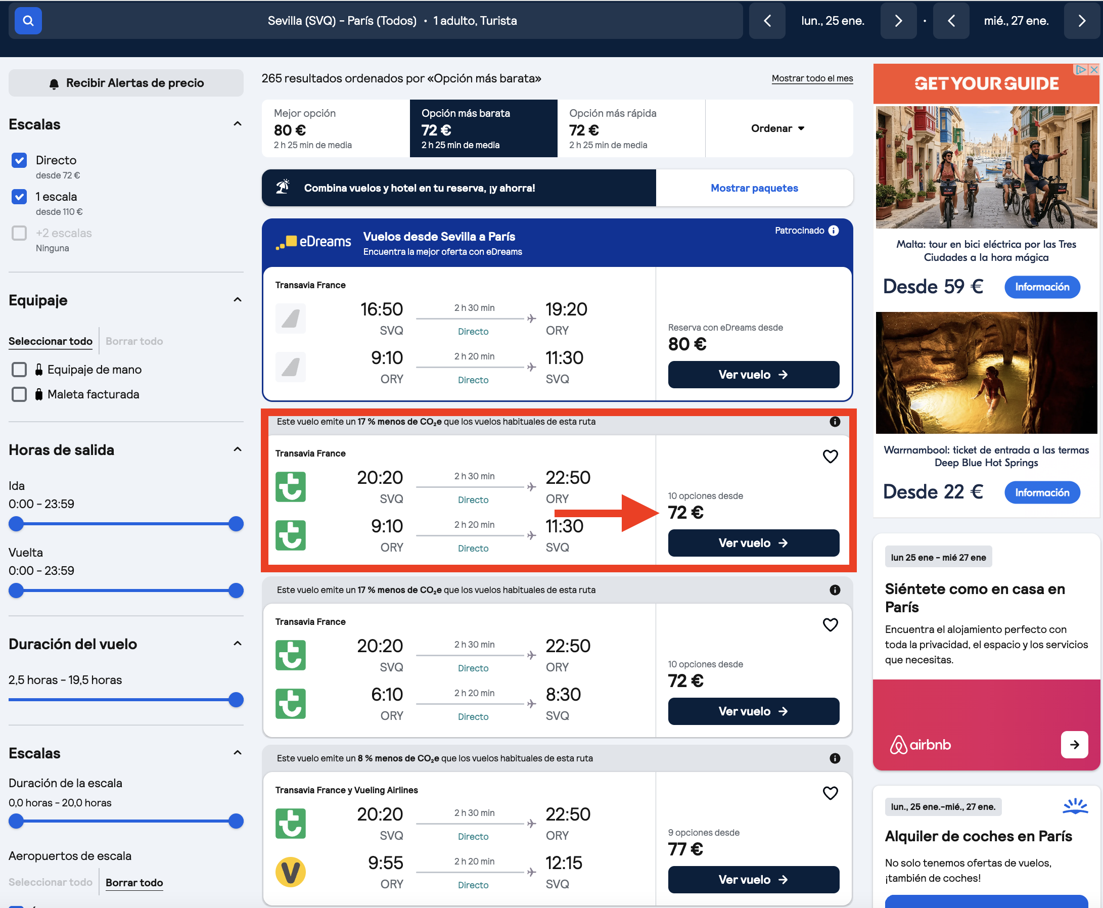 Vuelos Sevilla–París Orly