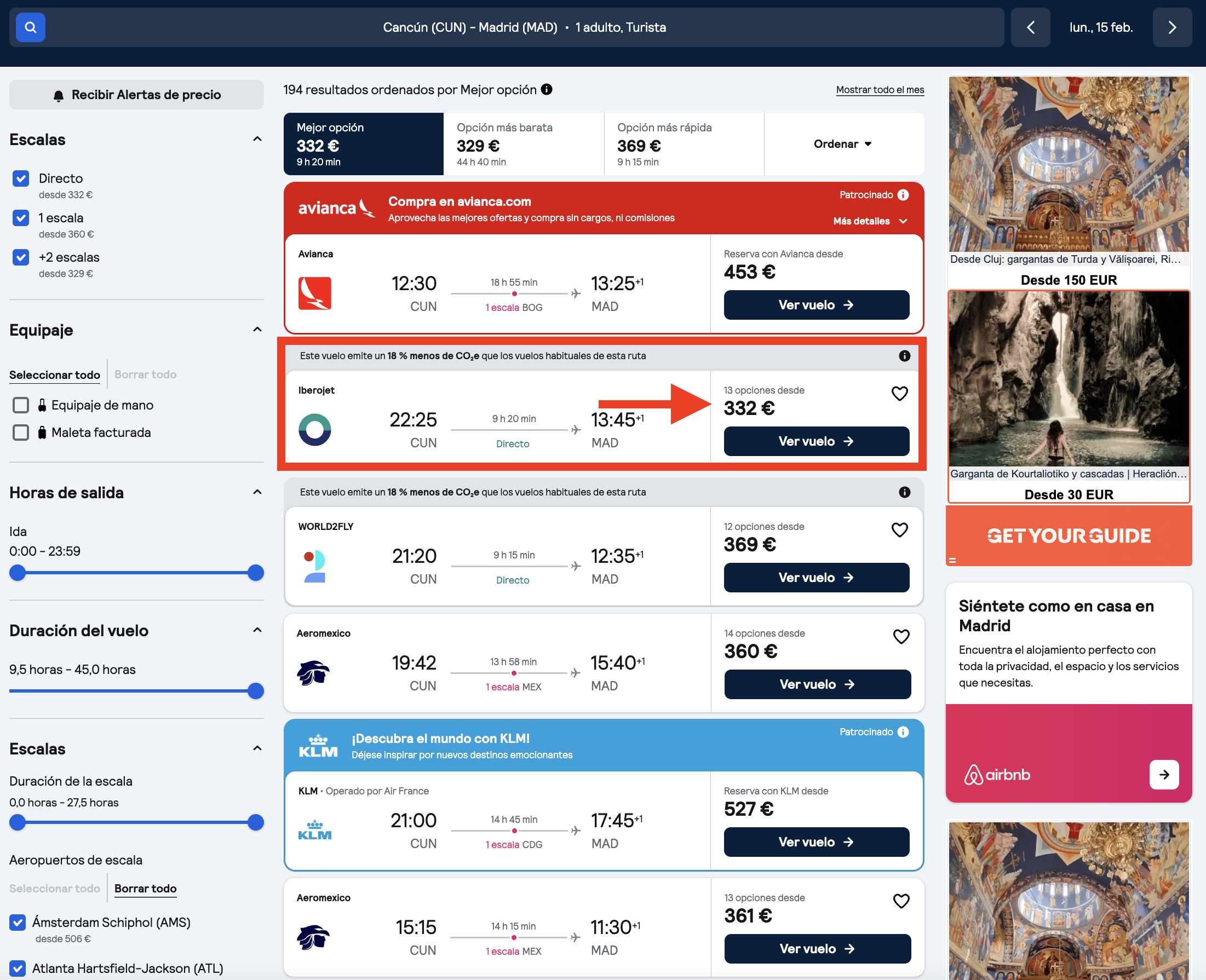 Vuelo Cancún–Madrid
