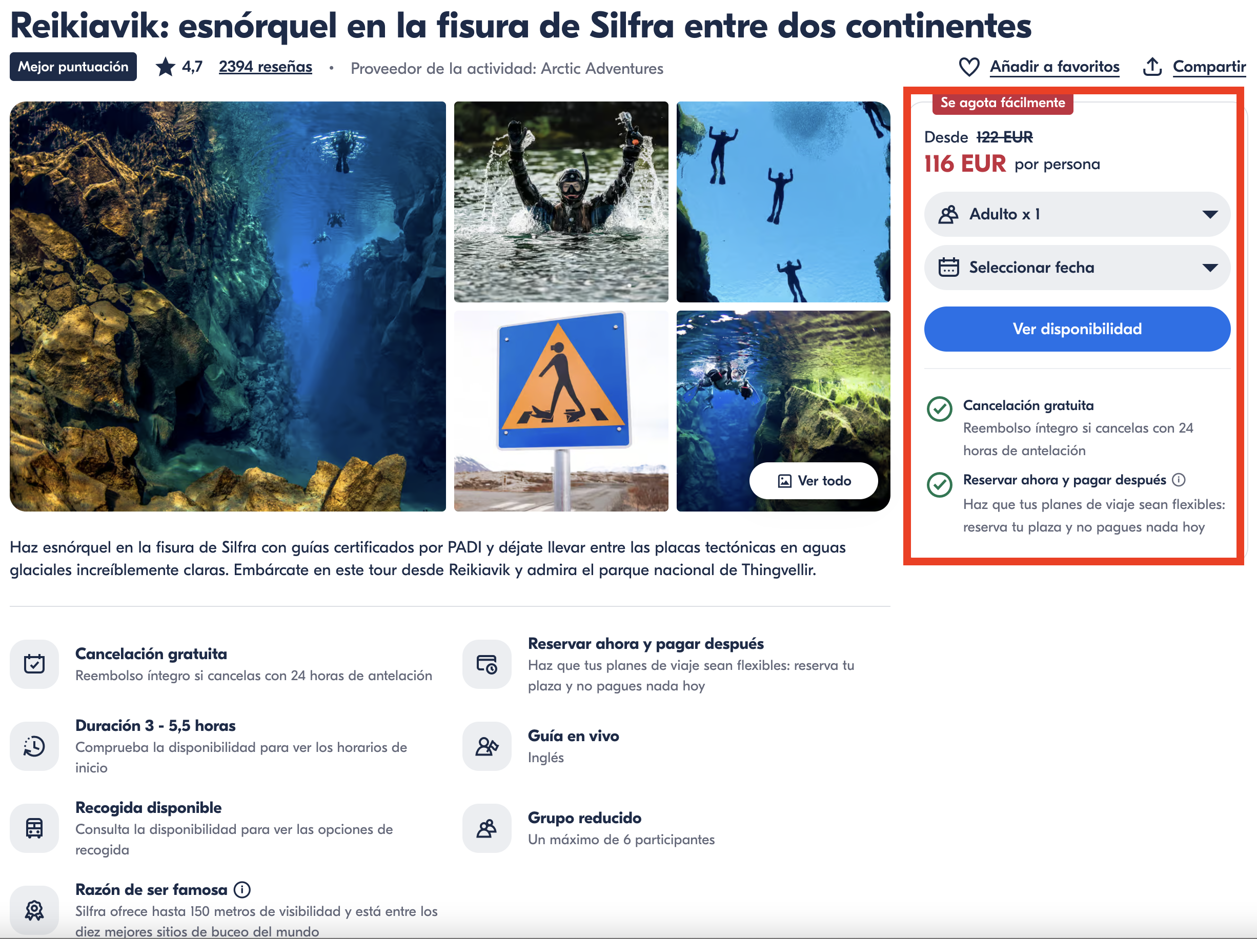 Experiencia de esnórquel en Silfra