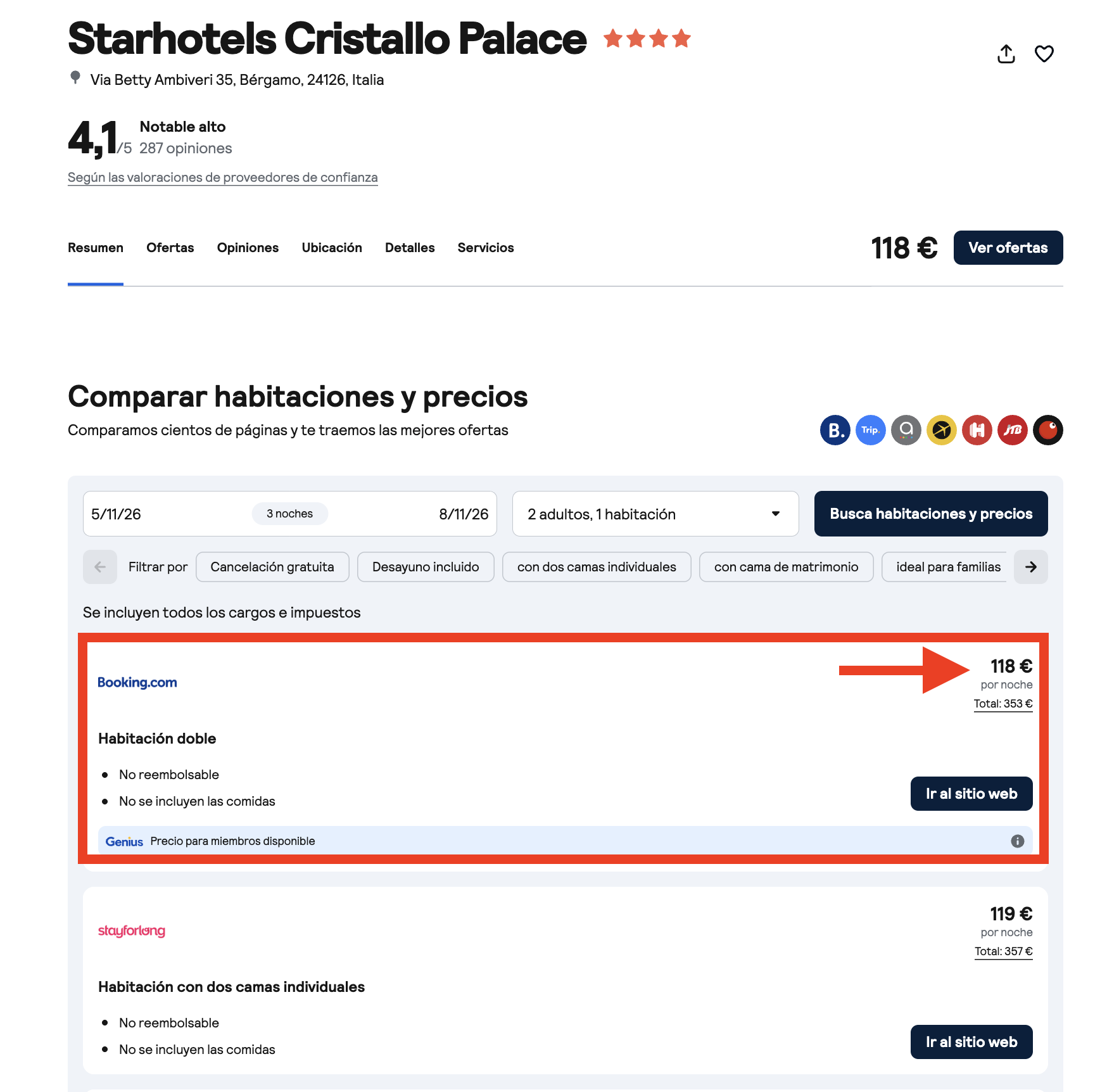 Oferta Starhotels Cristallo Palace
