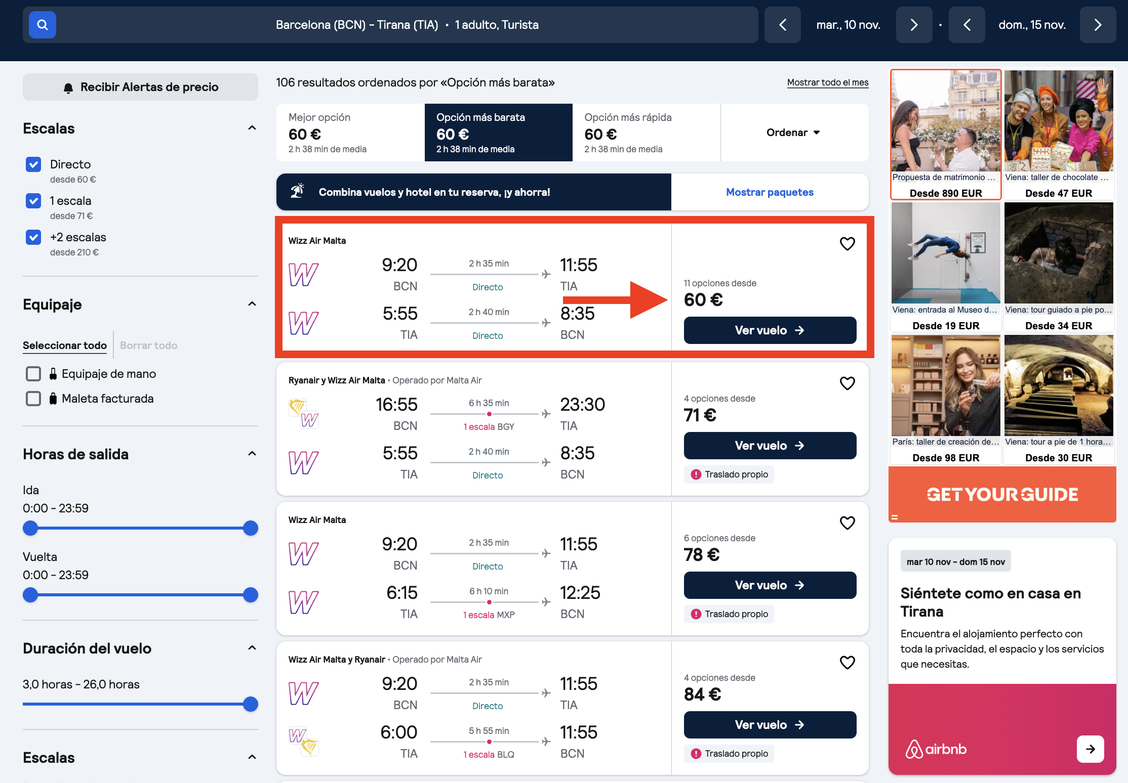 Oferta vuelos Barcelona–Tirana