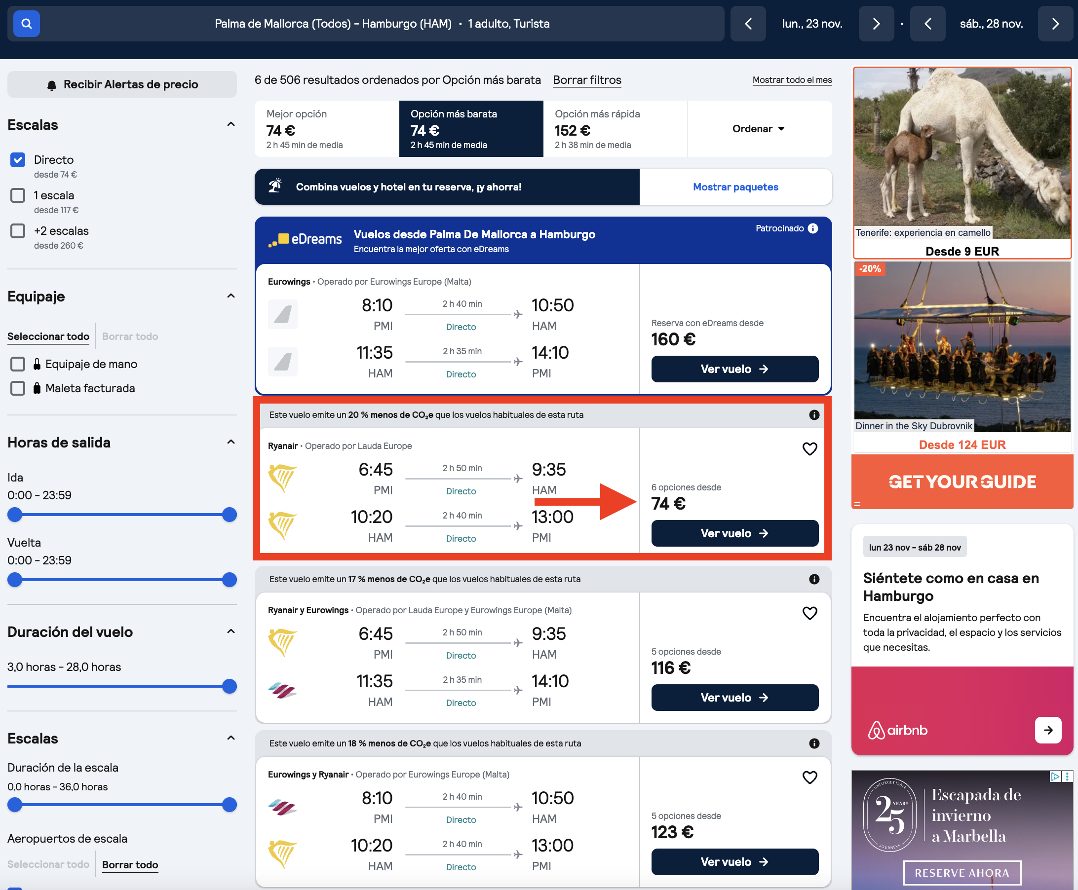 Vuelos Palma–Hamburgo