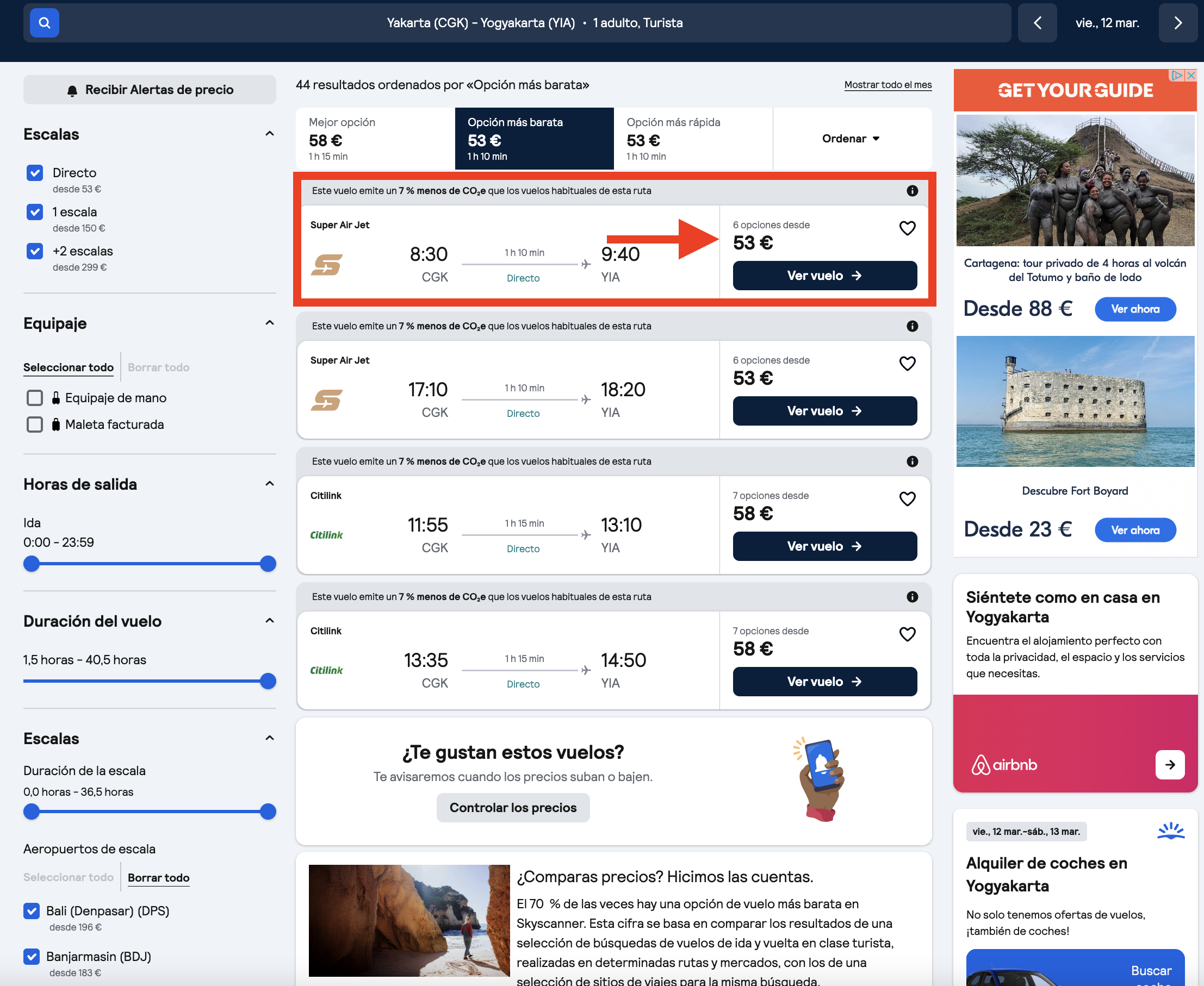 Vuelo Yakarta–Yogyakarta