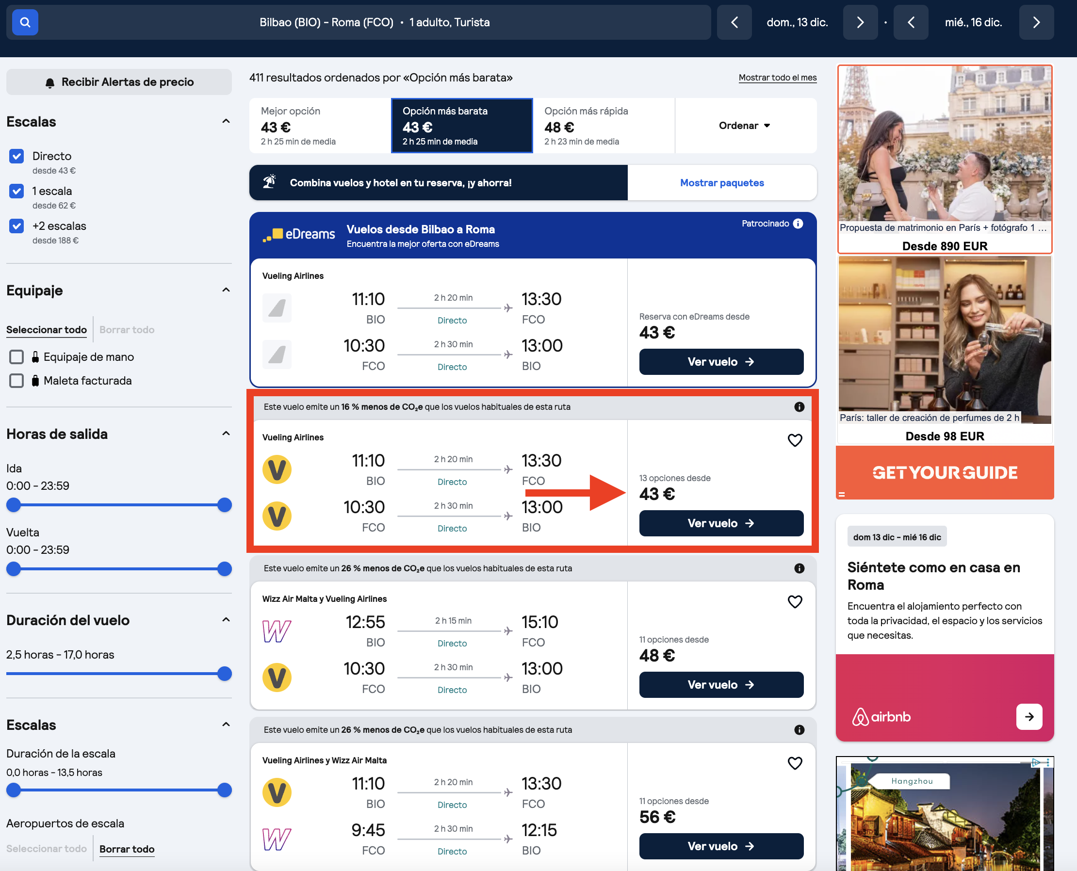 Oferta Bilbao–Roma