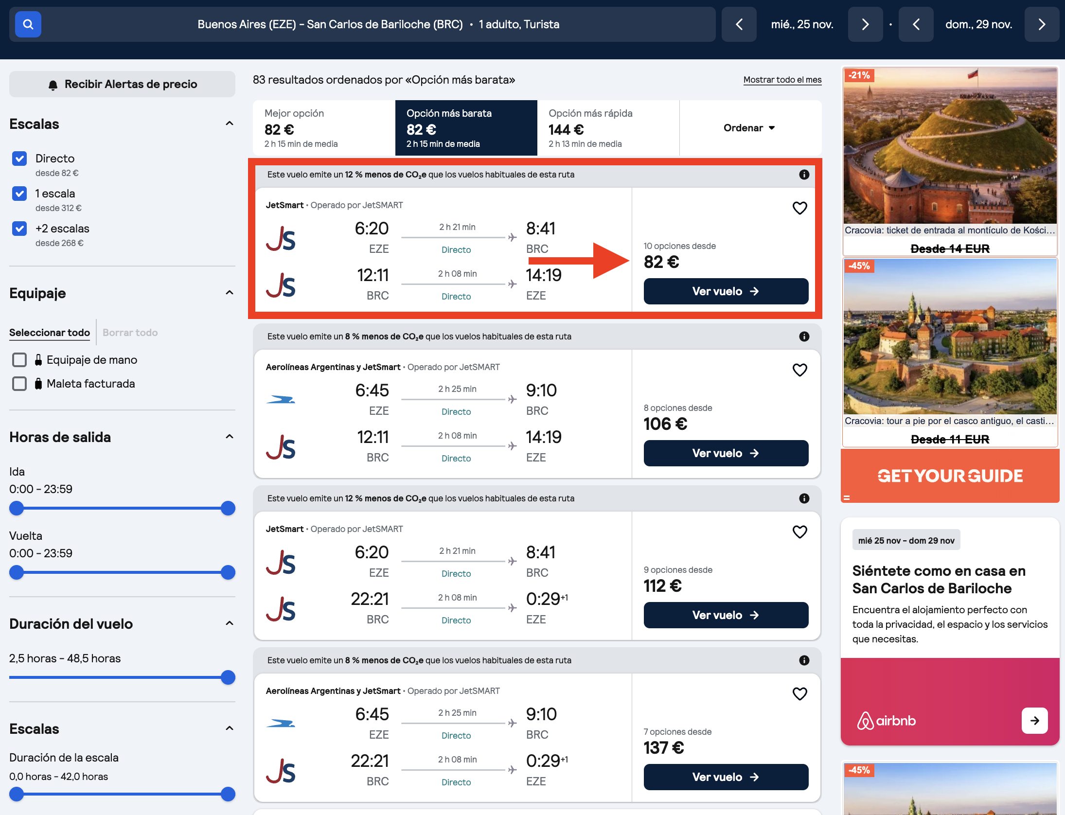 Oferta vuelos Buenos Aires–Bariloche