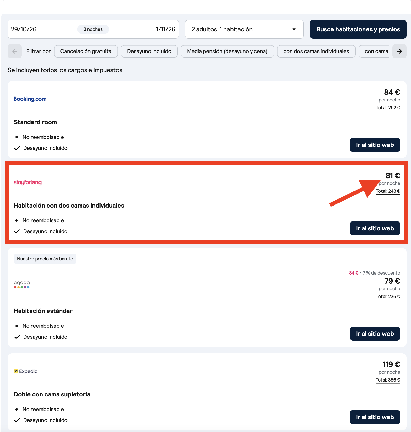 Oferta de alojamiento en Calpe
