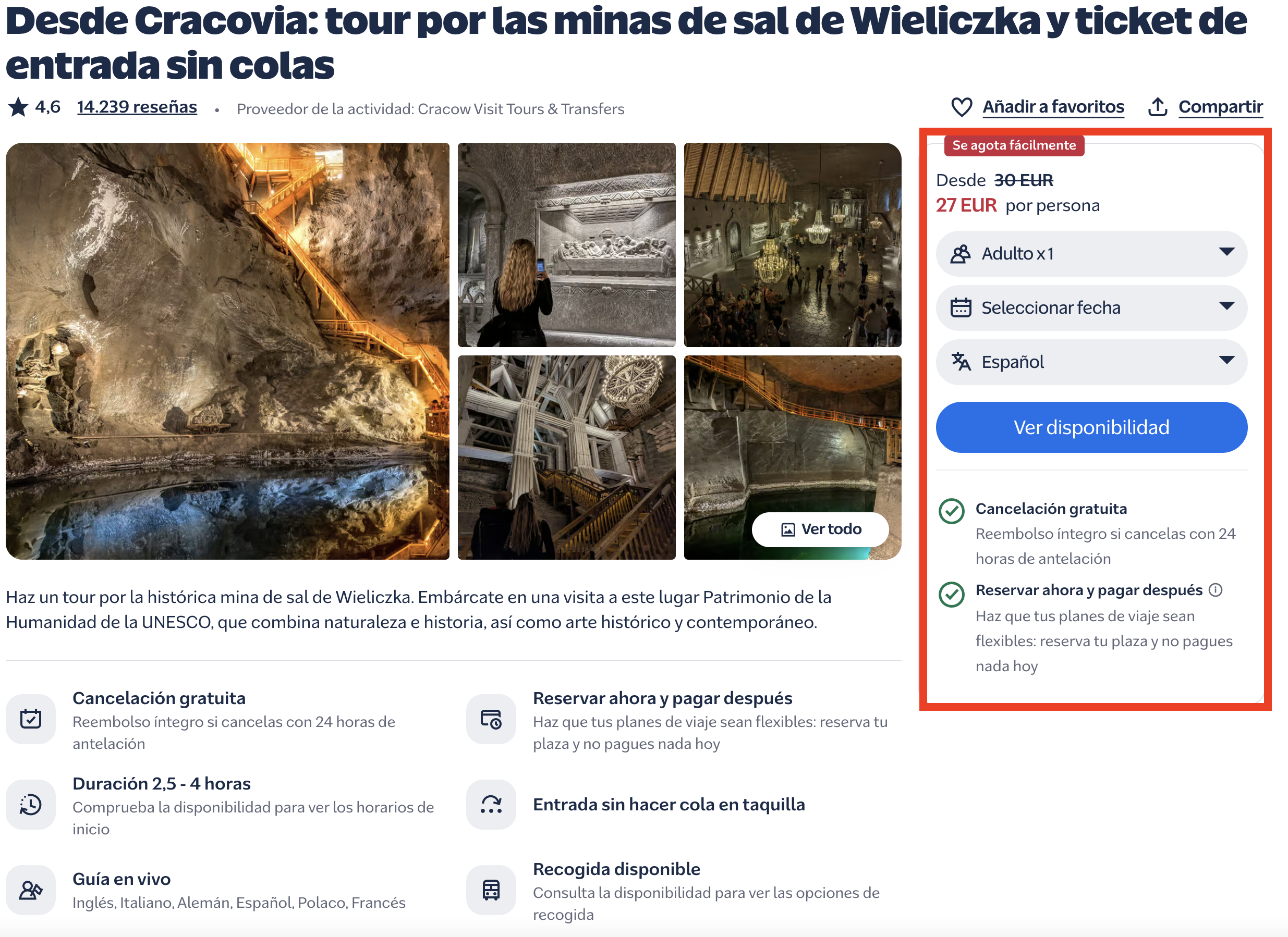 Experiencia en las minas de sal de Wieliczka